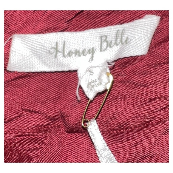 Honey Belle - Red Lace Trim - Cropped Off the Shoulder Top - NWT - Size Small - Picture 7 of 11